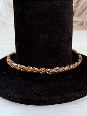 Vintage Twisted Mixed Metal Wide Cuff Bracelet Open Bangle Statement